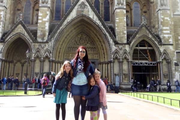 family outside Westminster Abbey