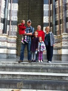 family on steps