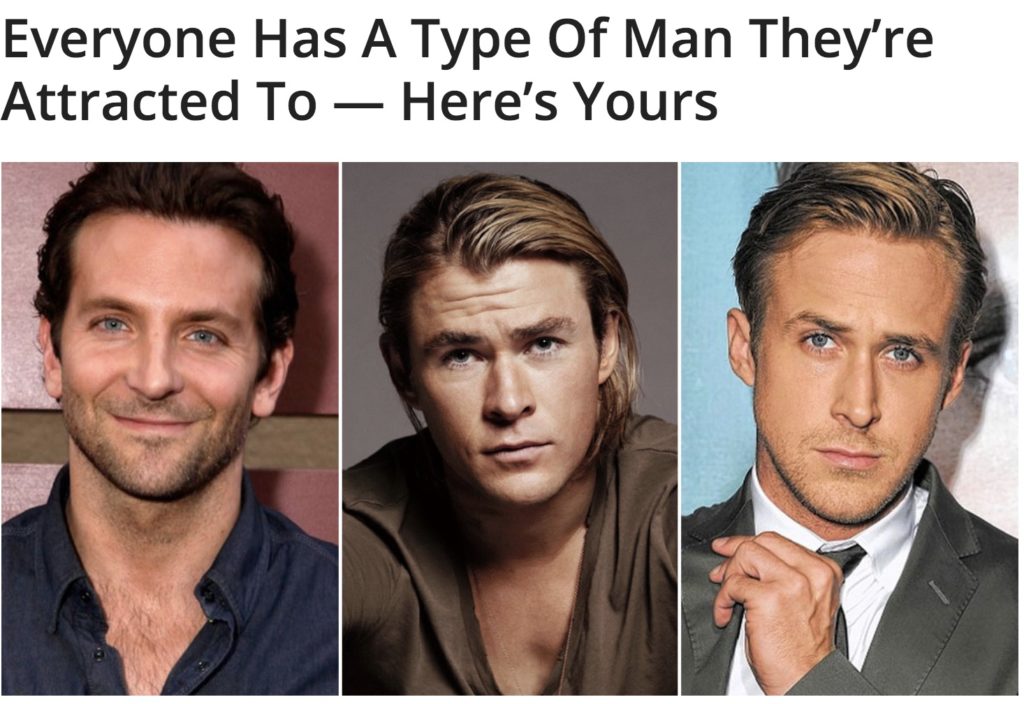 quiz attractive man type chris hemsworth ryan and bradley cooper