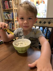 child eating ice cream while sick