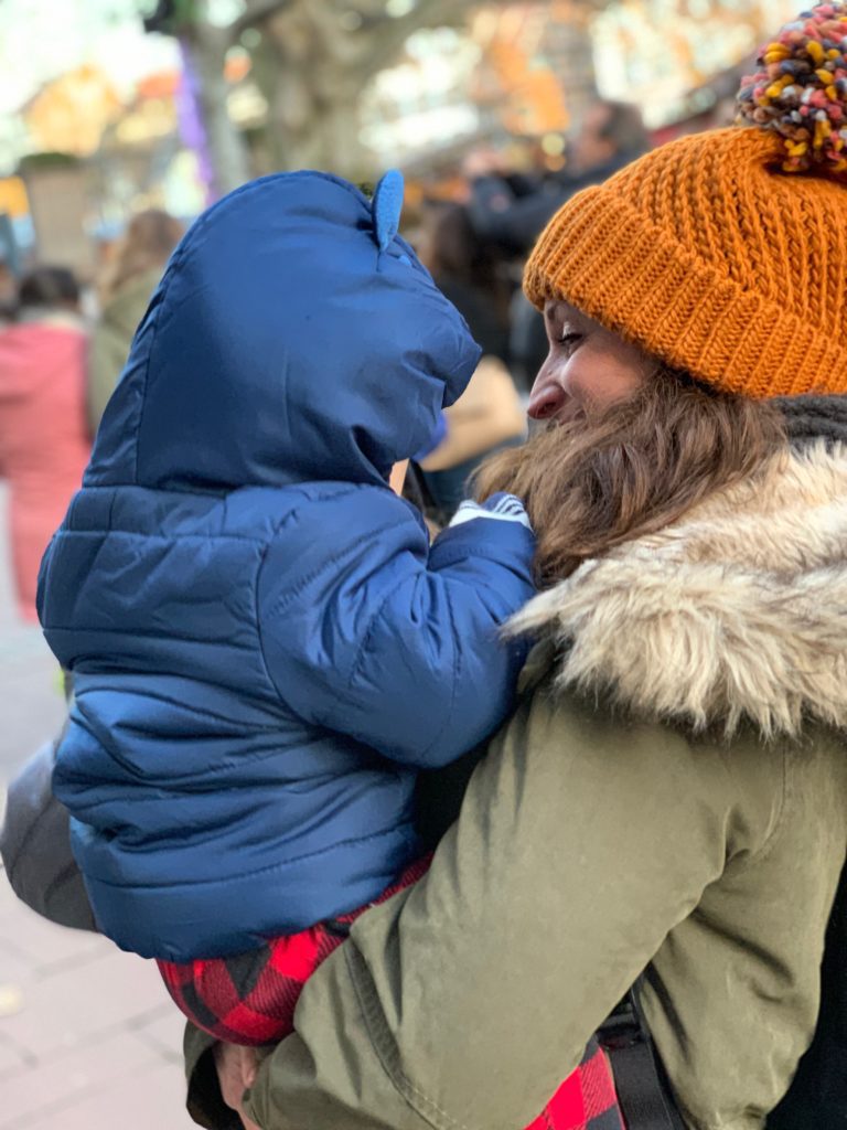 mom and child outdoors