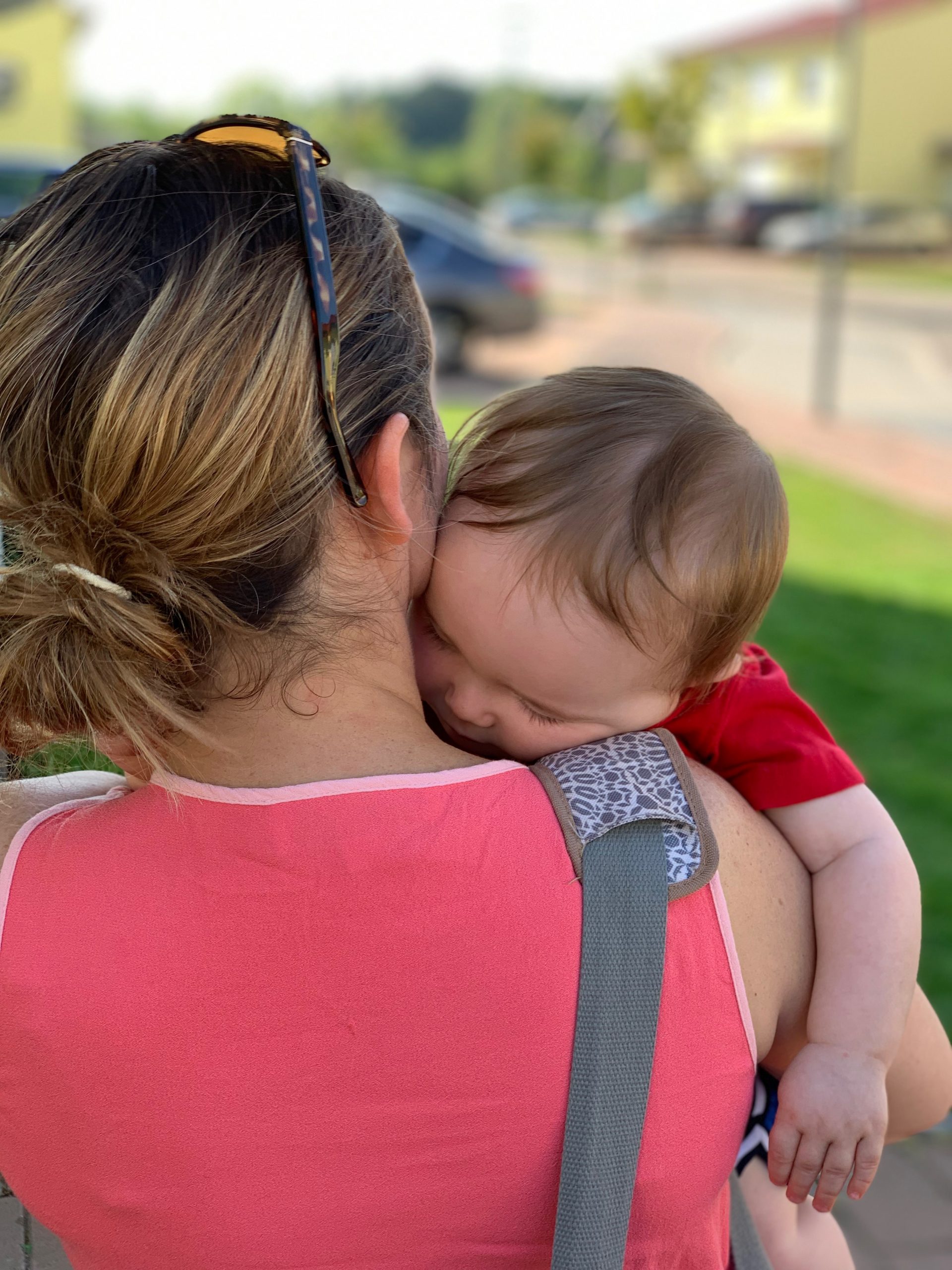 mom holding baby