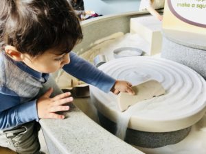 toddler playing in school