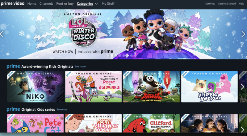 amazon prime screenshot for tv shows