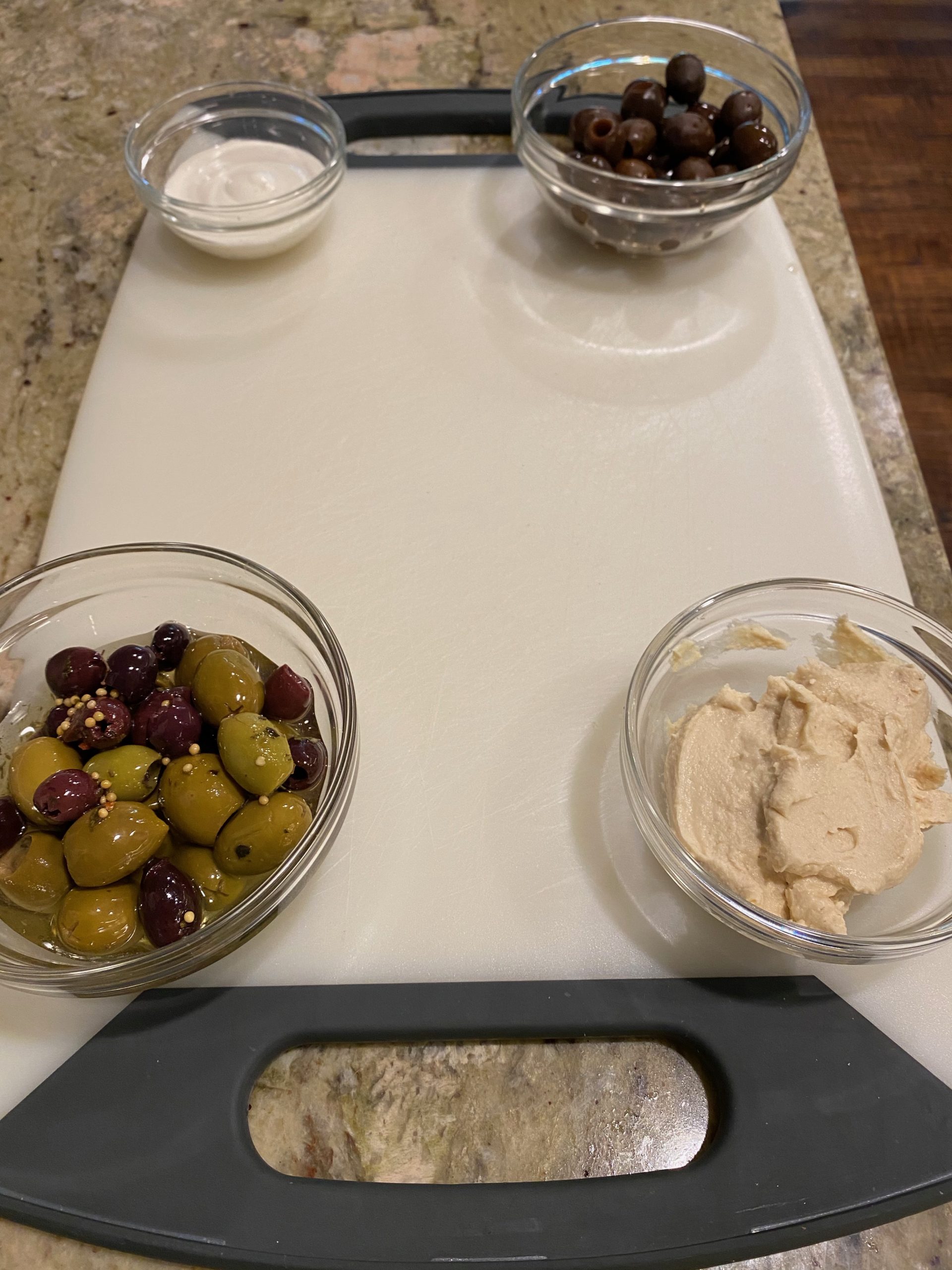 cutting board with snacks