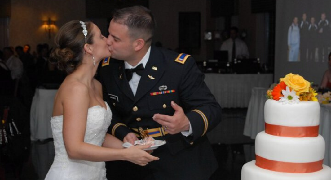 military couple on wedding day