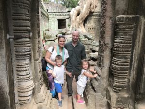 family exploring Cambodia