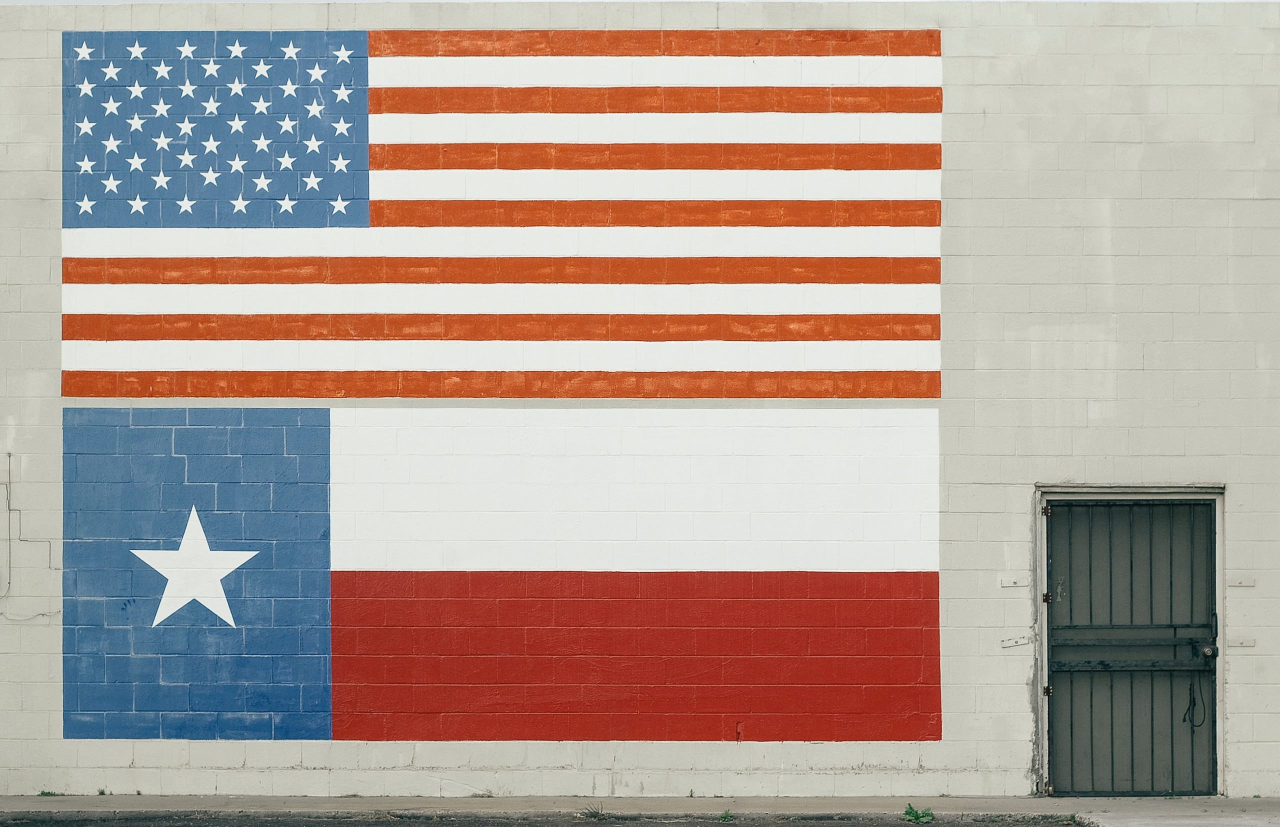 American and Texan flags