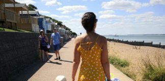 mother and daughter walking