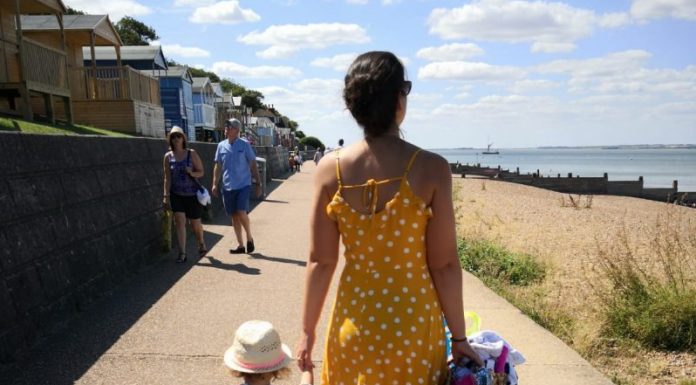 mother and daughter walking