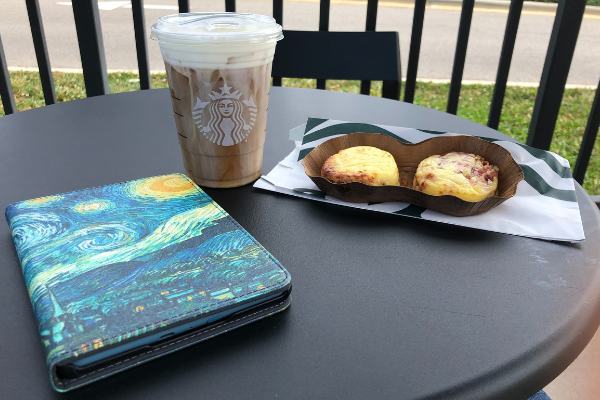 coffee, snack and e-book for a break