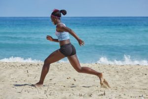 woman running on beach