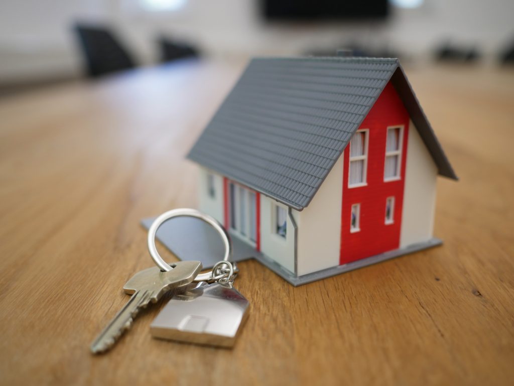 tiny house keychain with key