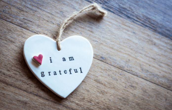 I am grateful heart on wood