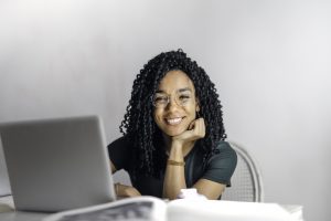 woman working on computer