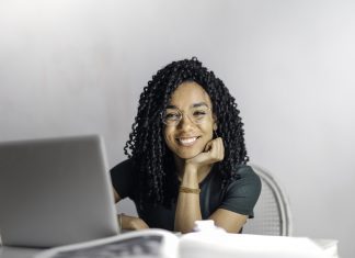 woman working on computer