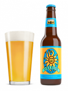 Oberon beer glass and bottle