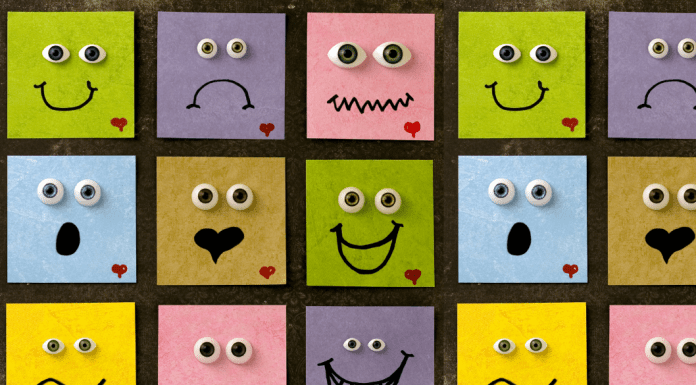 range of emotions on post-its
