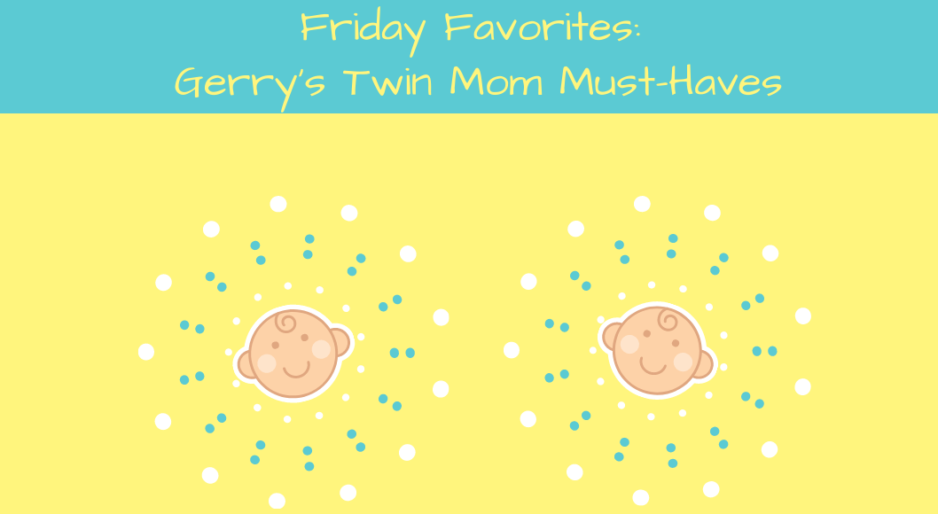 Friday Favorites Twin Mom with twin babies on yellow background