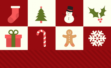 I Love Tacky Holiday Decor, and I Don’t Care Who Knows It holiday decor and elements on red background