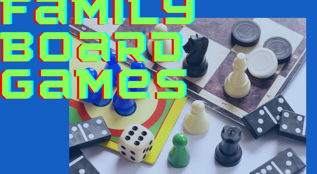 family board games with various game pieces