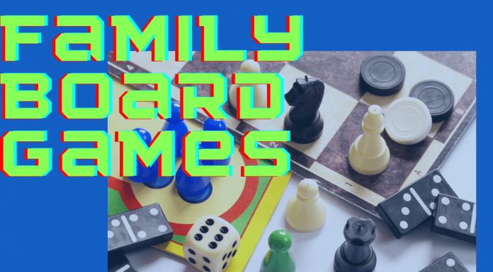 family board games with various game pieces