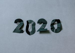 2020 on crinkled paper