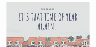 neighborhood of houses and text "It's That Time Of Year Again"