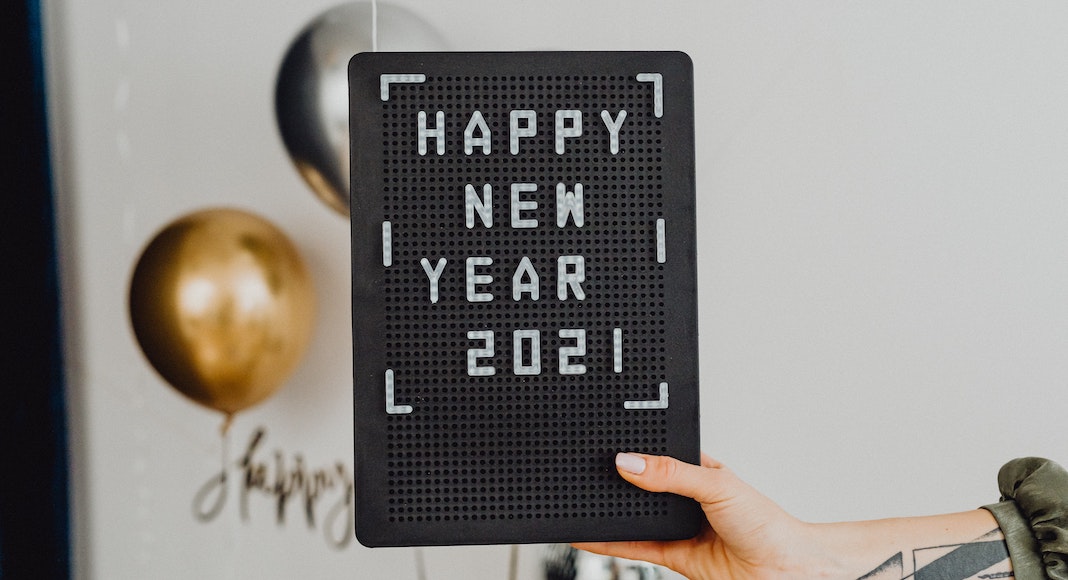 happy new year 2021 on letter board