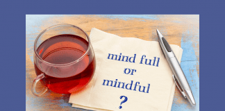 tea with a napkin with mind full or mindful