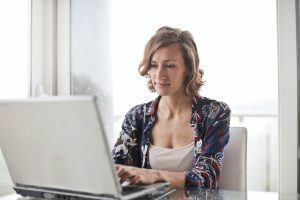 woman on computer