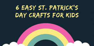 rainbow and clouds with "6 Easy St. Patrick's Day Crafts for Kids"