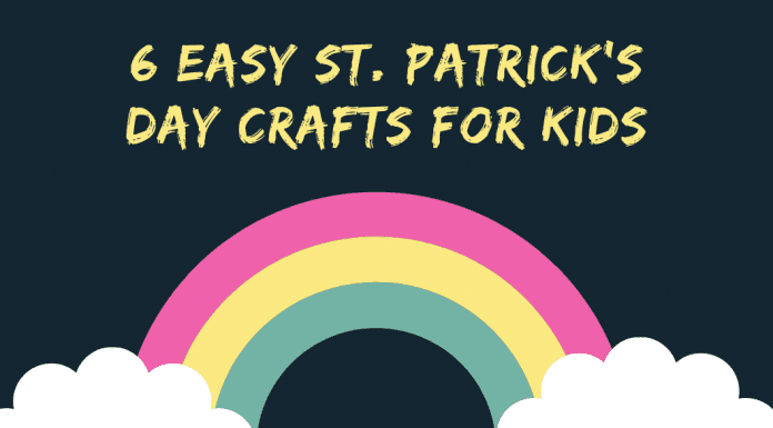 rainbow and clouds with "6 Easy St. Patrick's Day Crafts for Kids"