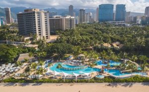 aerial view of the Hale Koa resort in Waikiki