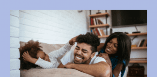 At Ease: Taking a Day Off With Your Little Platoon dad, mom, and child relaxing together in home