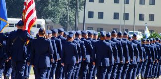 PCS to Graduate School: Lessons Learned from a Seasoned Spouse air force military airmen in blues marching with American flag