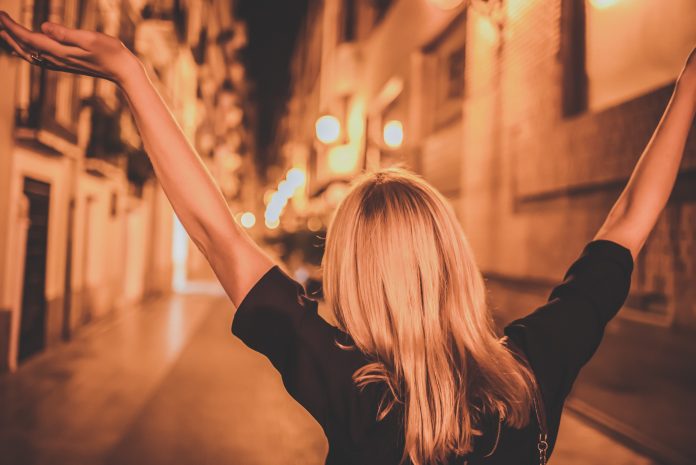 independent woman on street