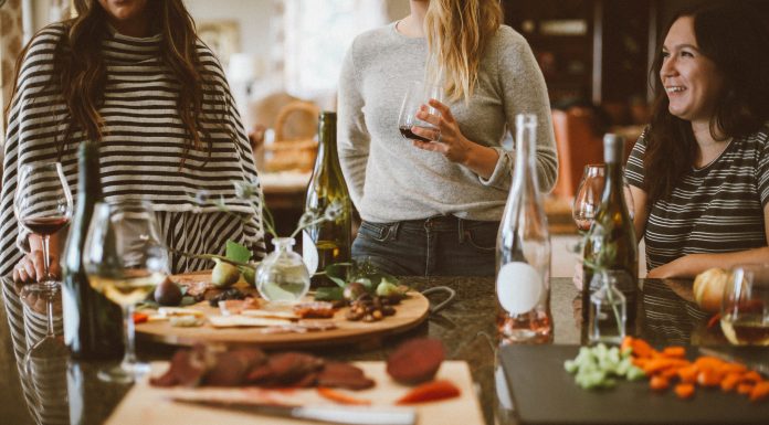 group of friends around a dinner table