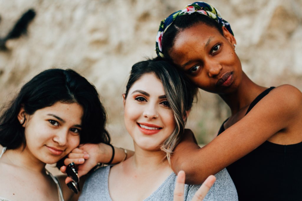 three women standing together