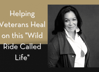 Annette Whittenberger with tan and black background with "Helping Veteran Heal on this 'Wild Ride Called Life'" in text