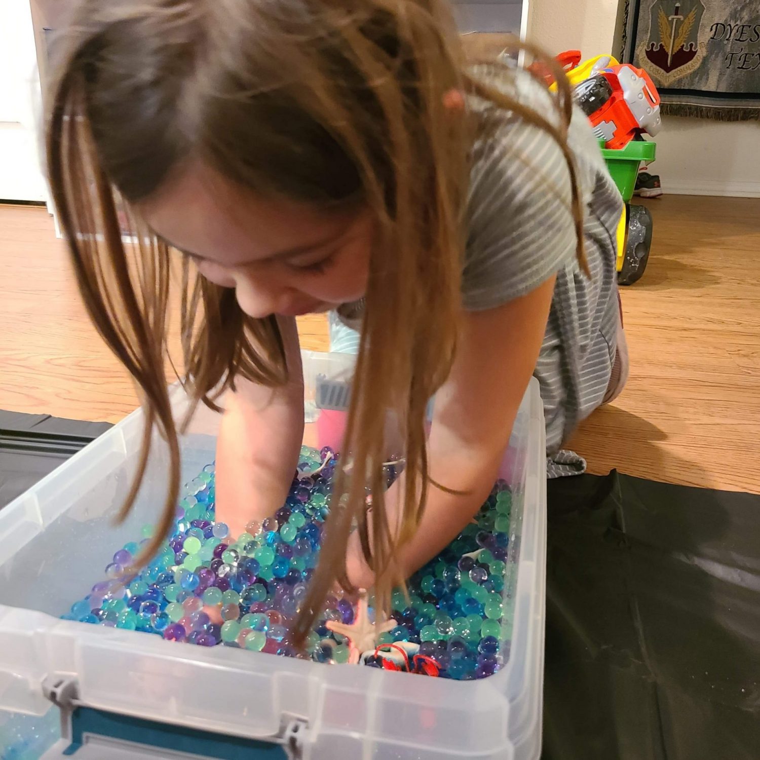 Sensory bin of water beads