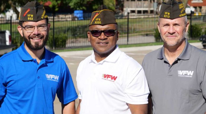 Group of veterans with VFW berets