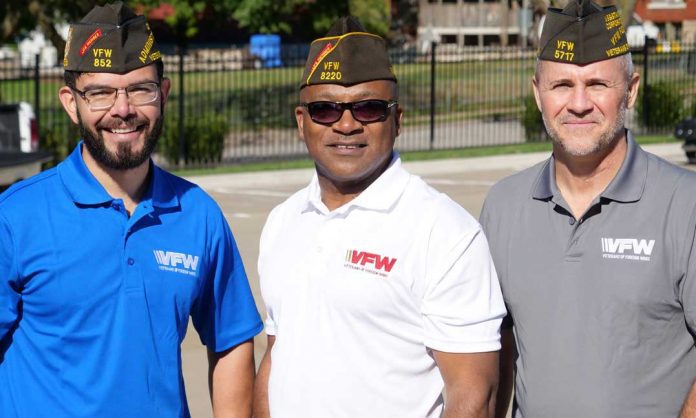 Group of veterans with VFW berets