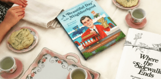 Poetry Teatime: Our Family Loves It, and We Think Yours Will, Too Tabletop with pink and white tea set and two poetry books.