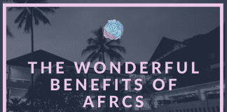 A resort location in shades of grey with MMC logo and "The Wonderful Benefits of AFRCs, A Resort Experience at a Fraction of the Cost" in text