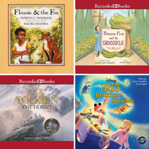 photo grid of four audio books