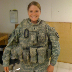 Sara Copp - Woman in Army combat uniform smiling