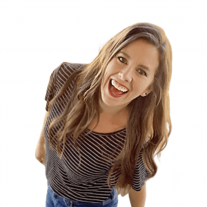 Kristen Noriega Kristen Noriega, The Babyweight Nutritionist - a woman in striped shirt leaning forward and smiling