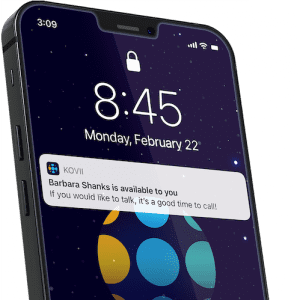 iPhone with Kovii notification open on screen