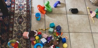 toys scattered on the floor